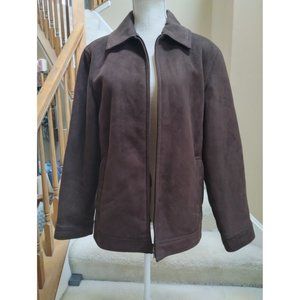 Vintage NAUTICA MENS SIZE M BROWN SUEDE 100% LEATHER JACKET COAT SMALL